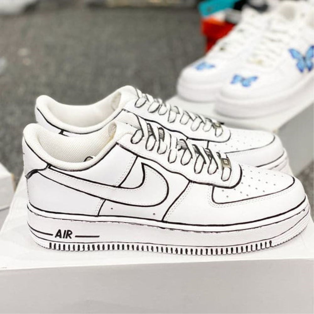 custom air force ones black