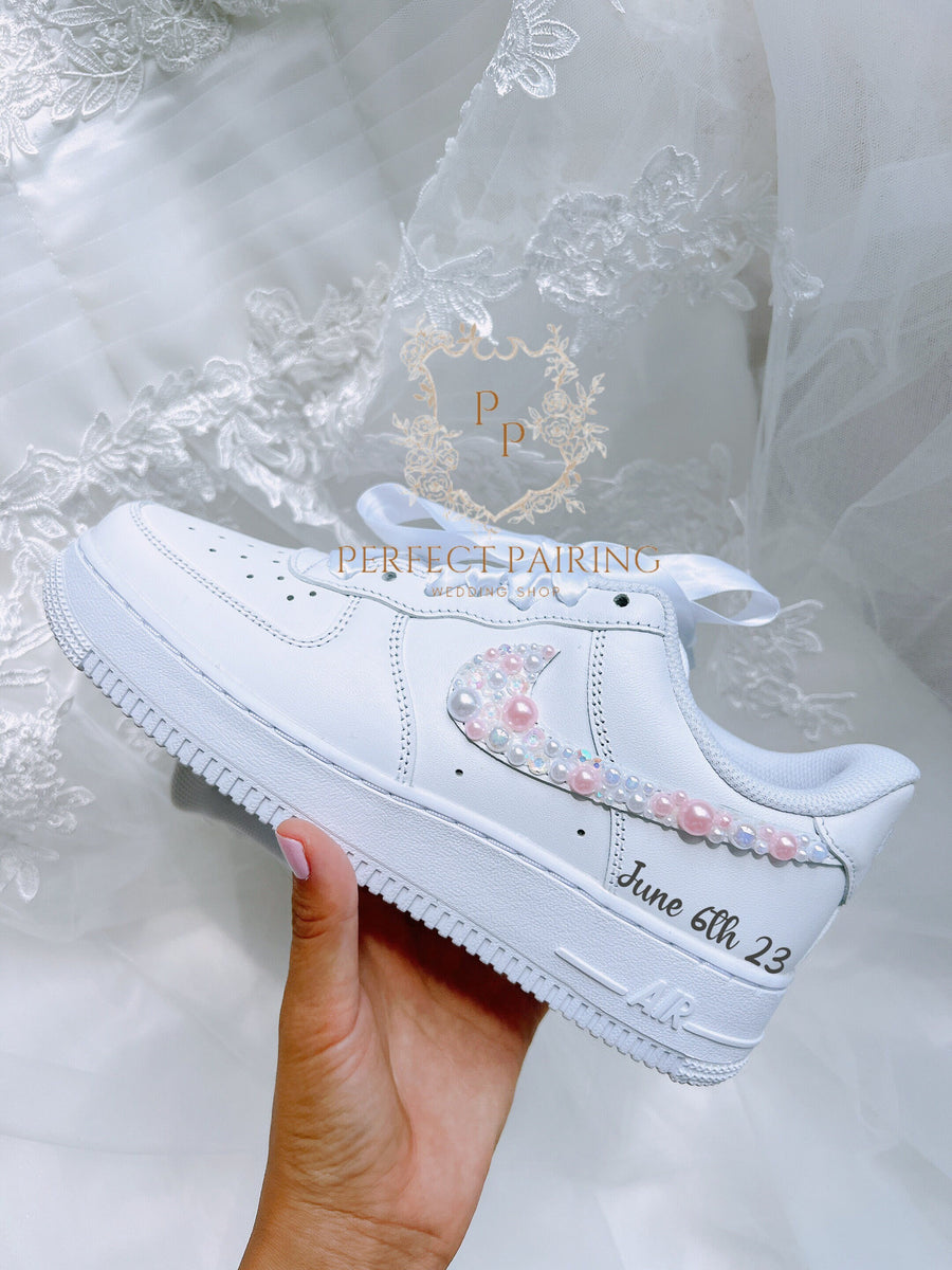 Wedding Shoes Custom Air Force 1 Pearl – unitecustom