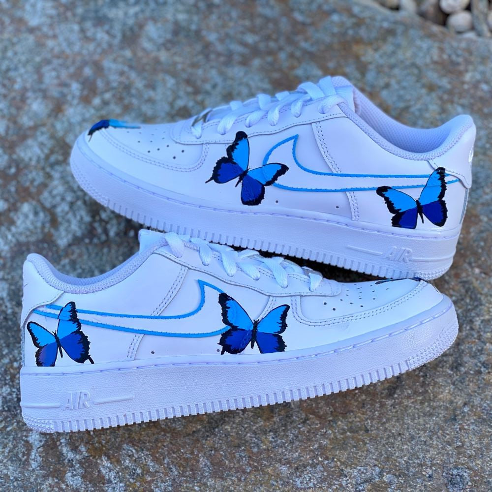 custom air force 1 blue butterfly
