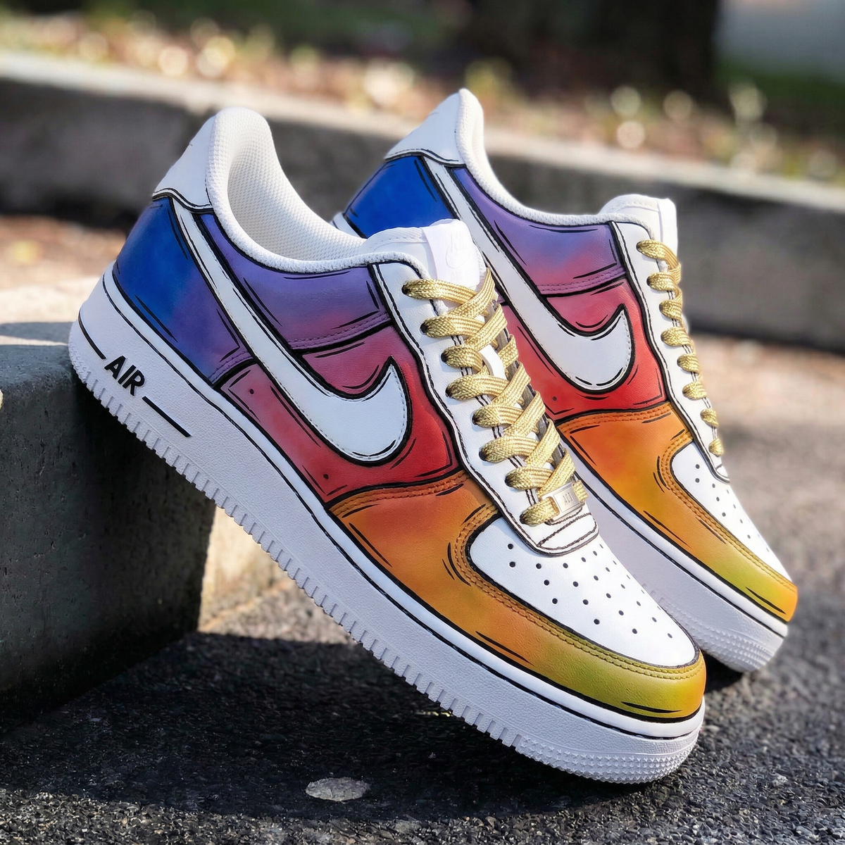 Custom Air Force 1 Comic Rainbow Gradient – Unite Custom