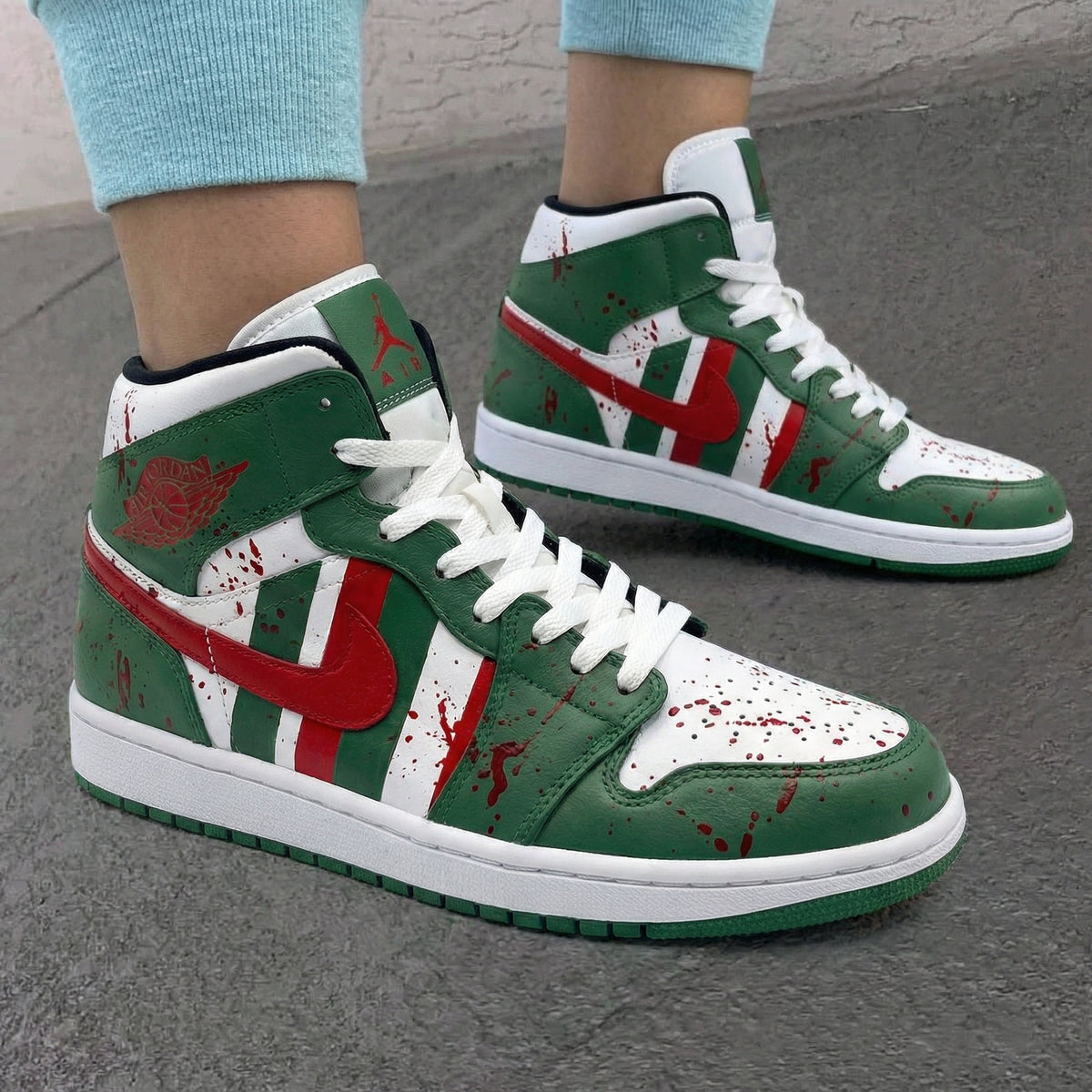 Custom Air Jordan 1 Blood Splatter Green Red Unite Custom custom-air-jordan-1-blood-splatter-green-red-unite-custom