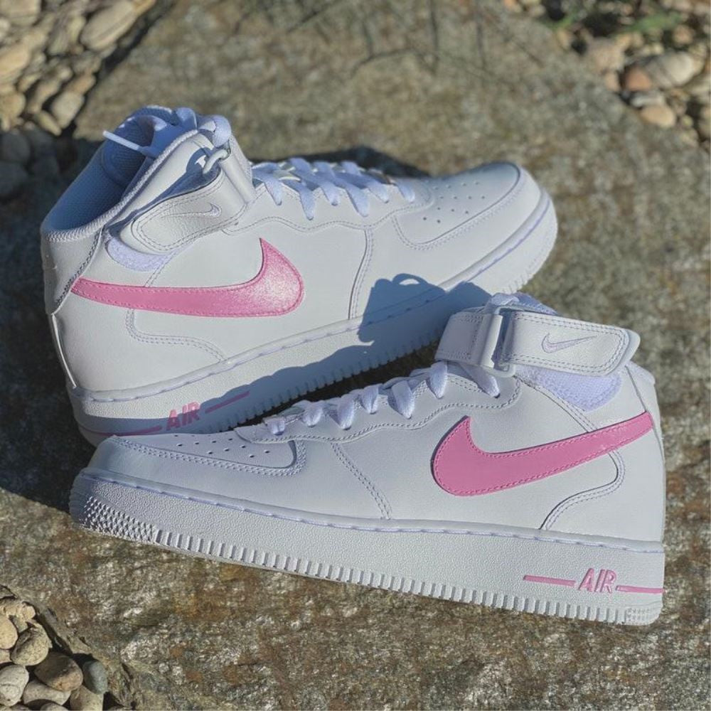 pink custom air force ones
