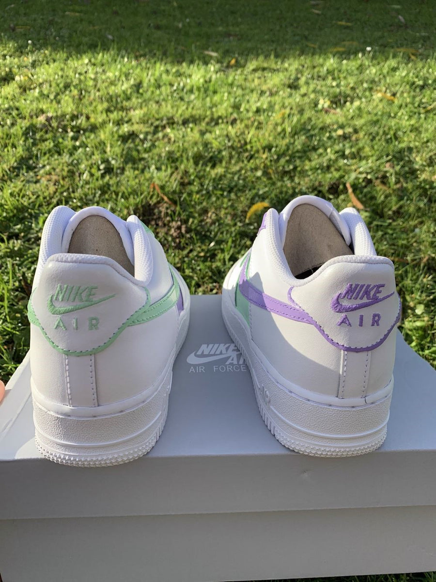 purple green and white air force 1