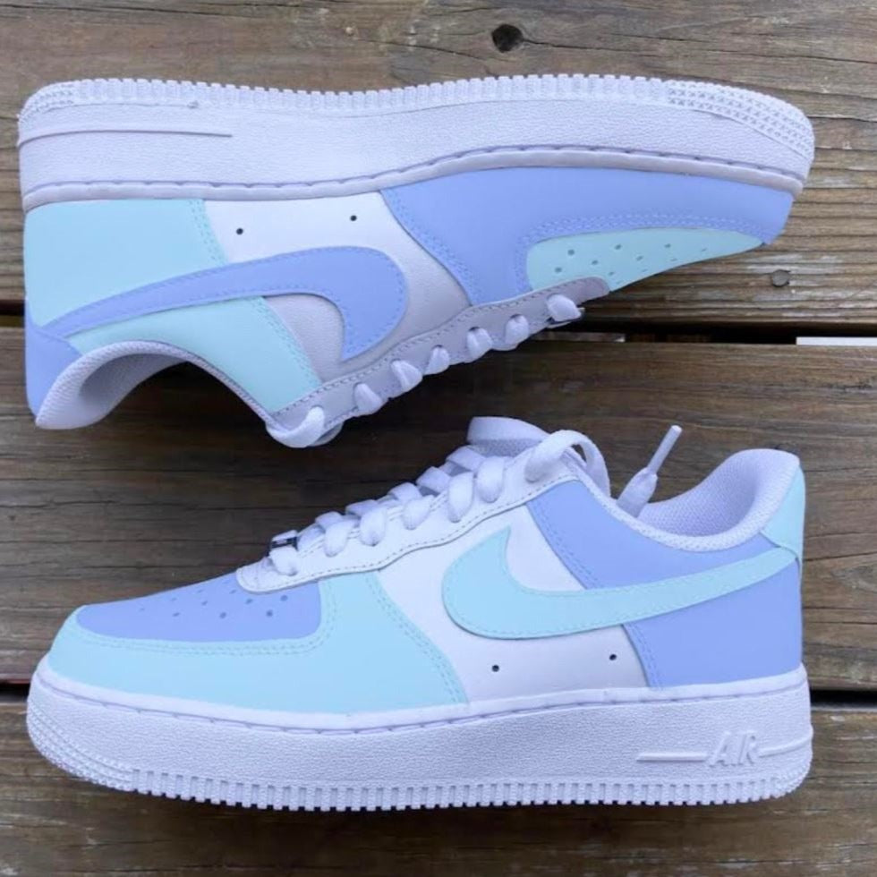 purple green and white air force 1