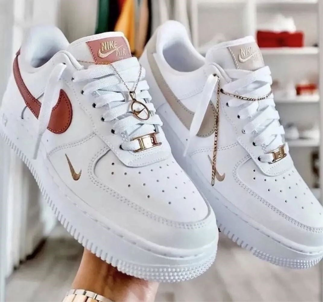 womens air force 1 pixel white gold chain