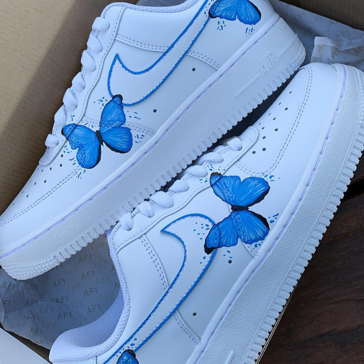 custom air force 1 blue butterfly