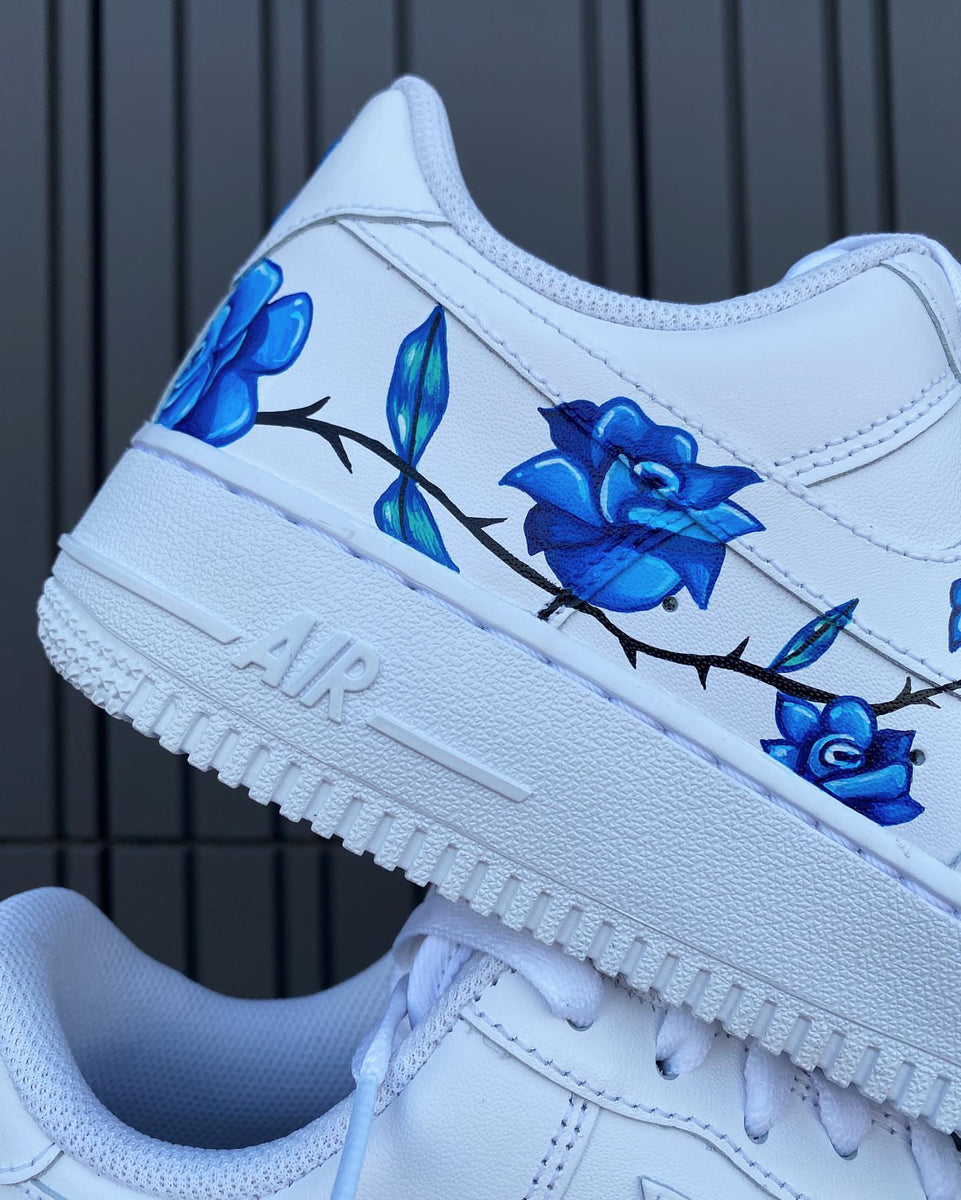 Delicate Blue Rose Design Nike Air Force 1 – B Street Shoes