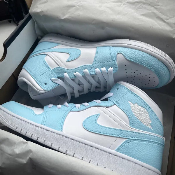 Custom Jordans White Baby Blue