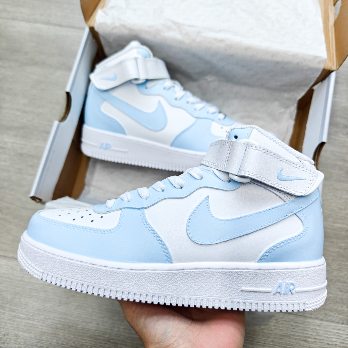 Custom Air Force 1 Mid Baby Blue – unitecustom