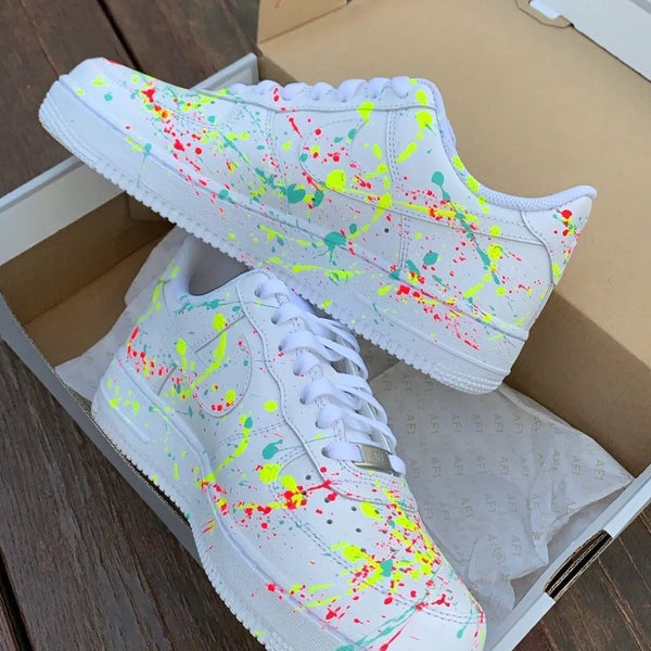 Neon Green Red Splatter Custom Air Force 1