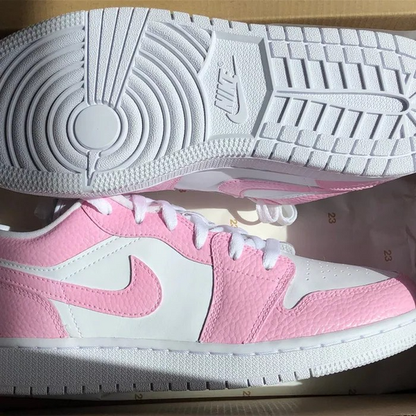 Custom Jordans White Light Pink Low