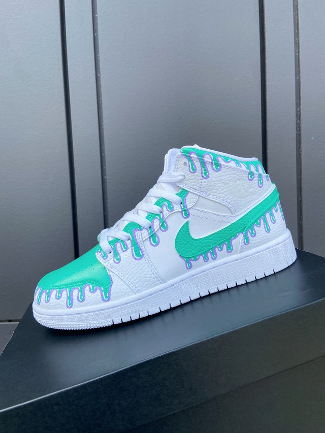 Custom Jordans Purple Green Drip