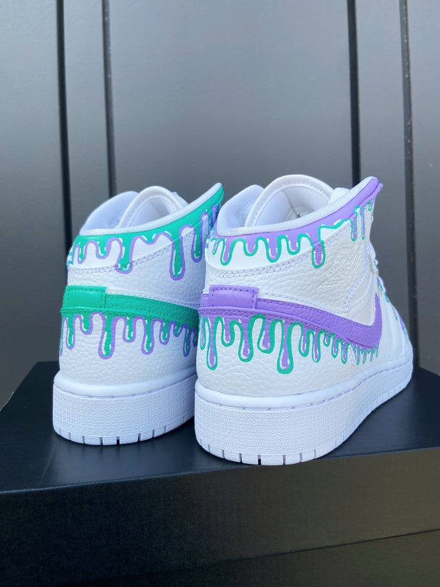 Custom Jordans Purple Green Drip