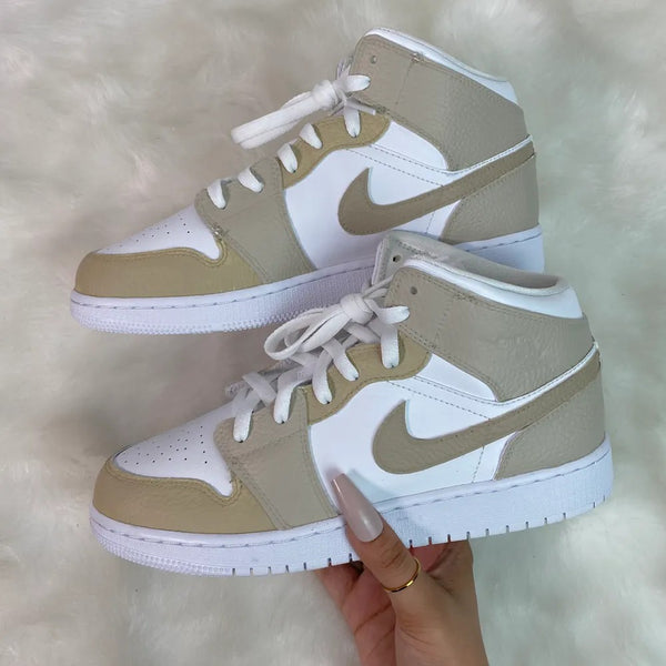 Custom Jordans White Taupe