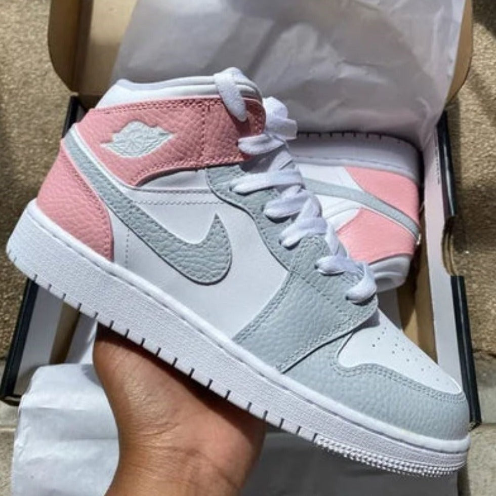 Grey Pink Custom Air Jordan 1