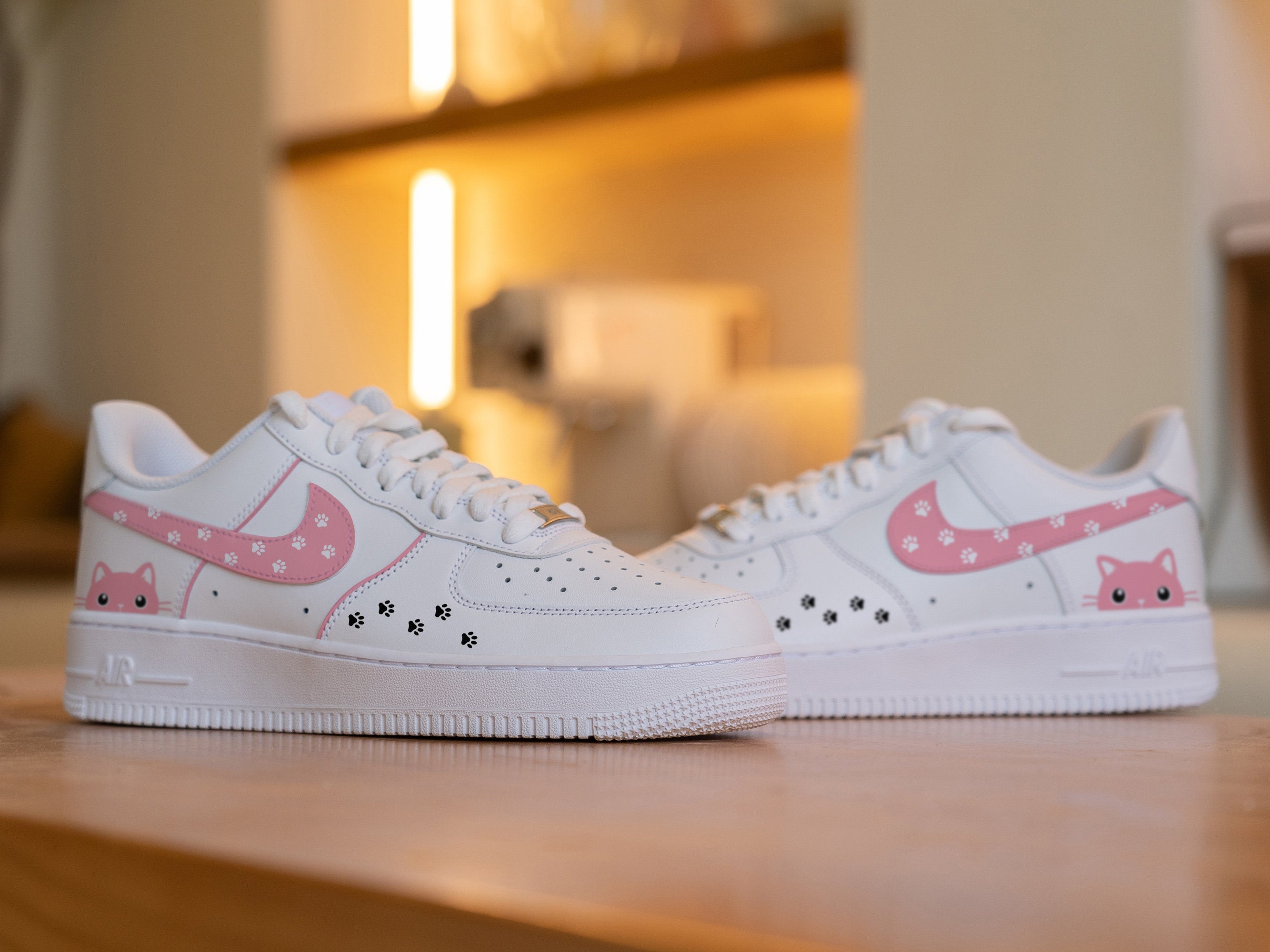 Custom Pink Cat Nike Air Force 1 Sneaker Paw