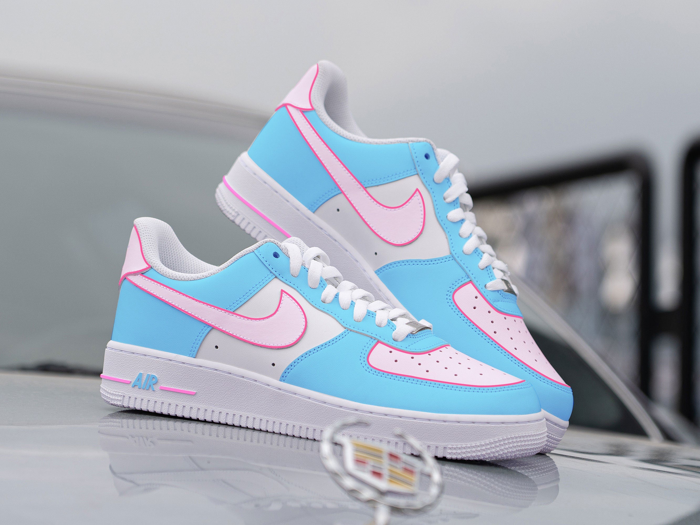 Custom Nike Air Force 1 Pink and Blue