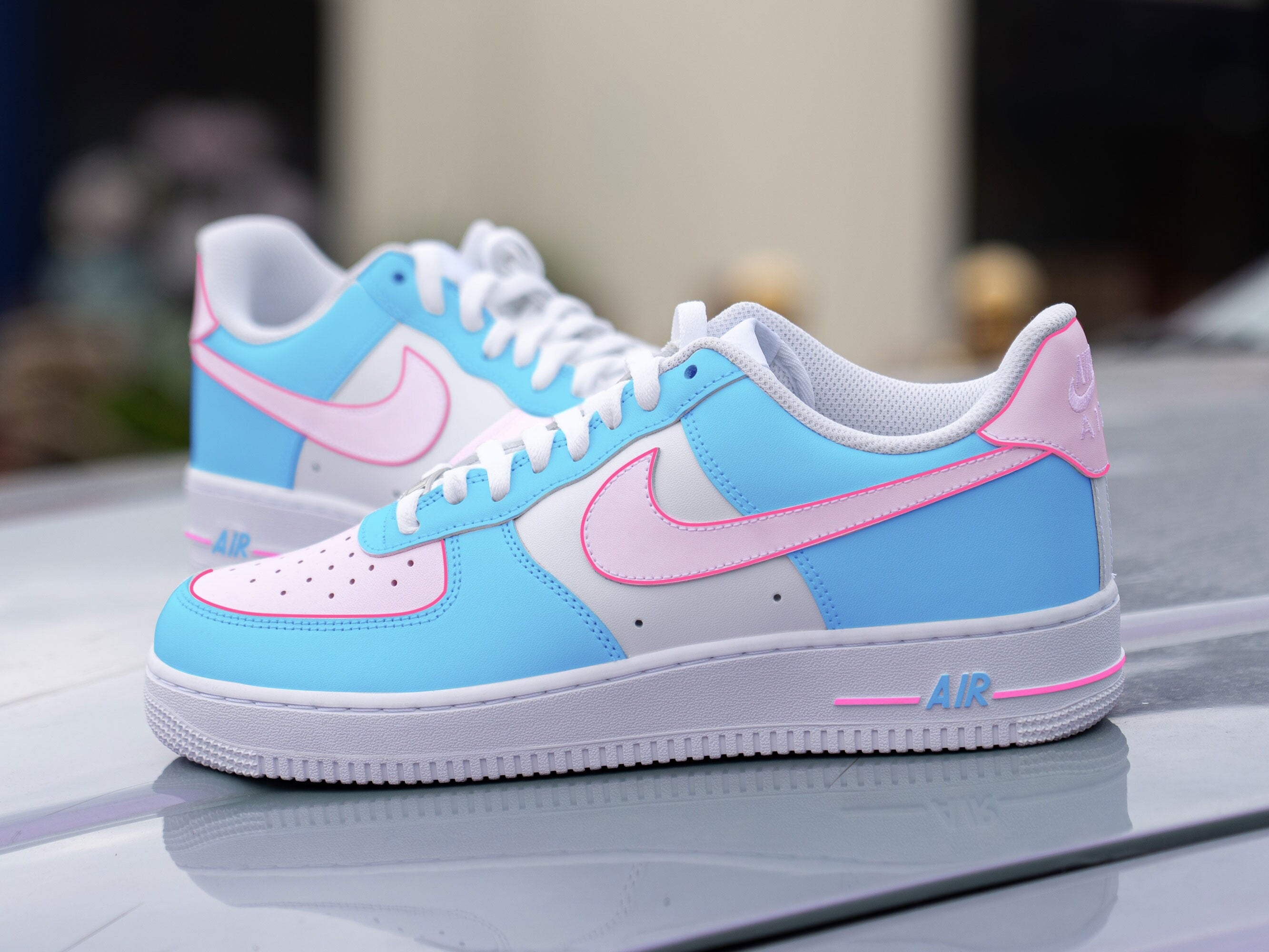 Custom Nike Air Force 1 Pink and Blue