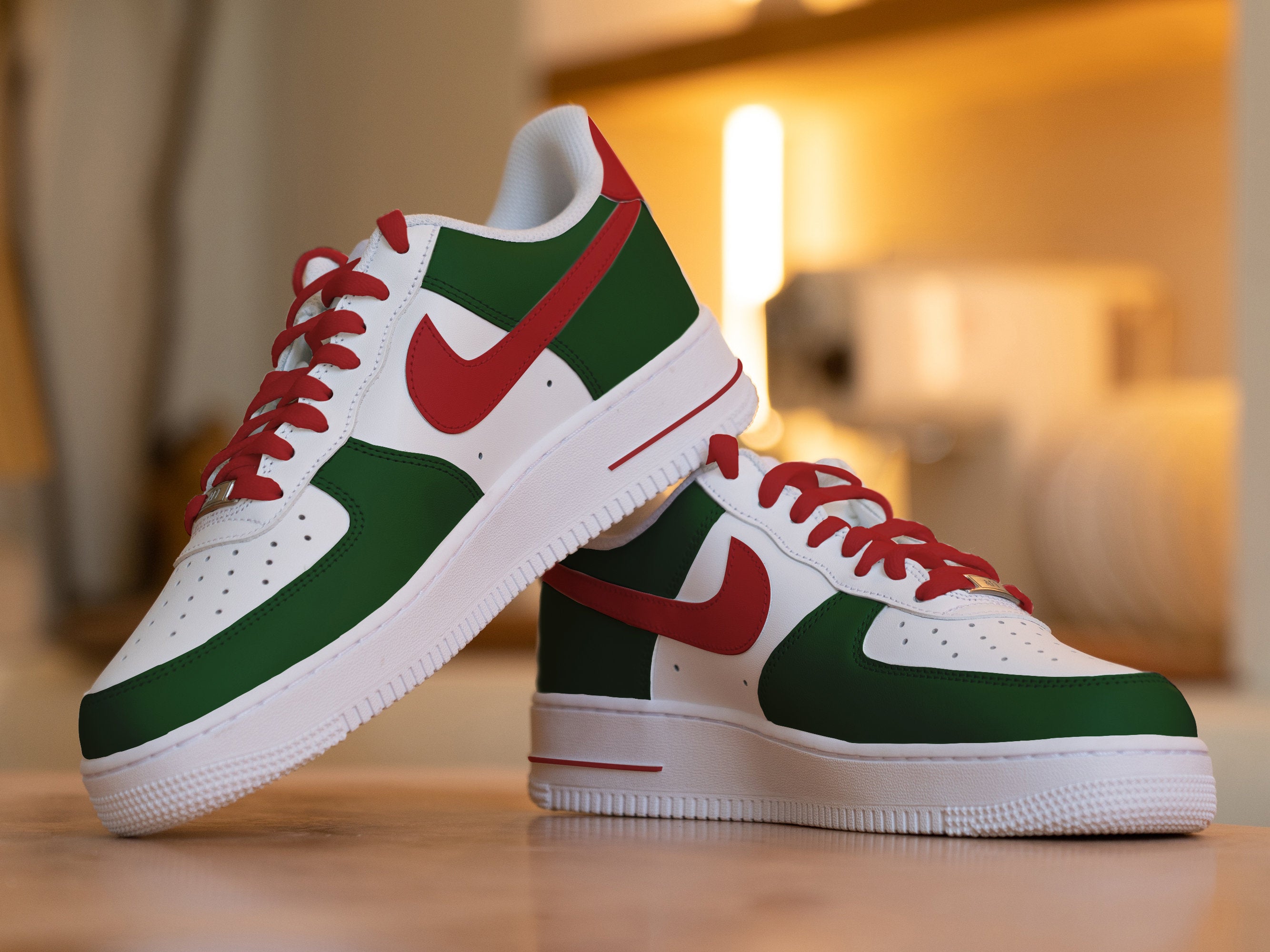 Xmas Custom Red And Green Nike Air Force 1 Sneakers