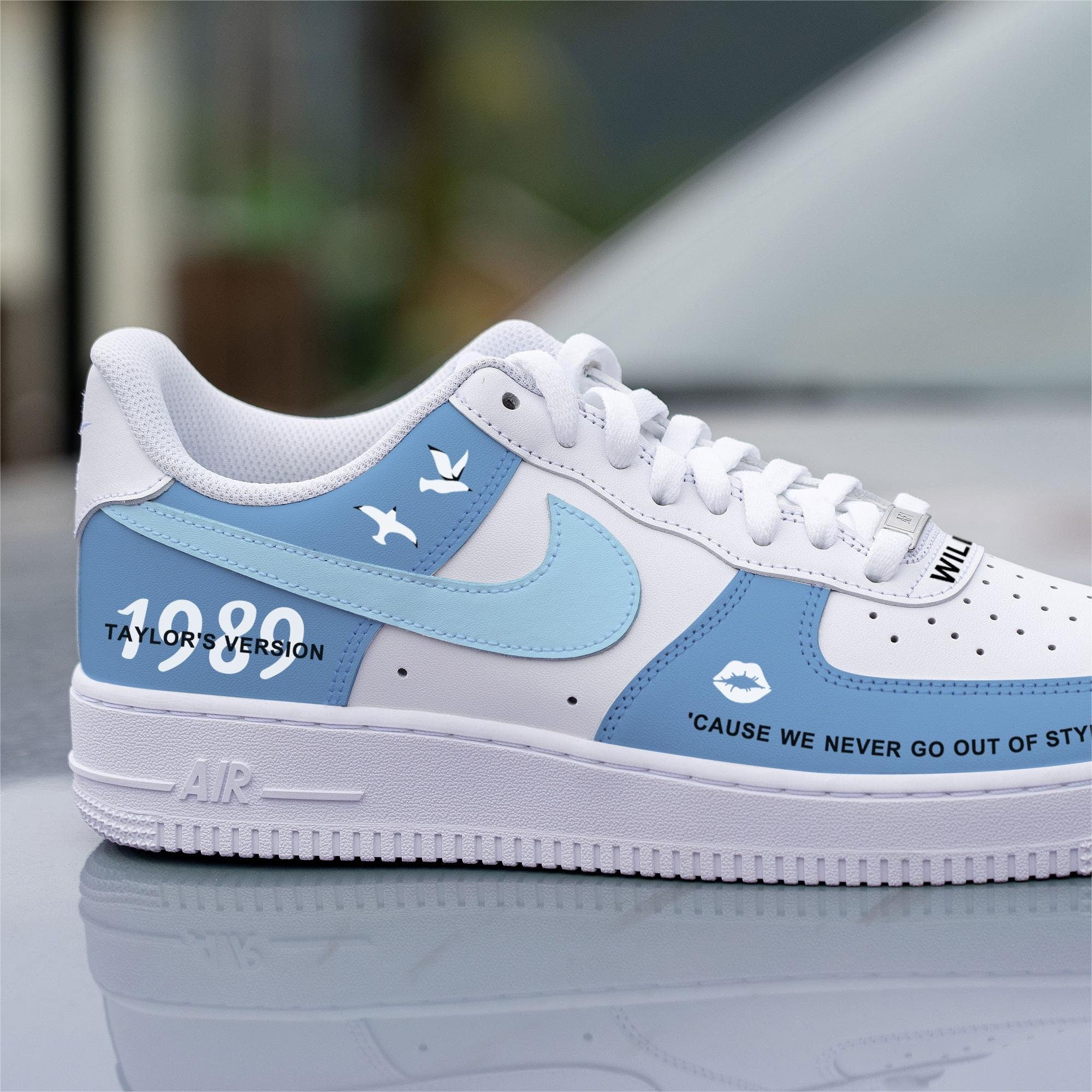 Custom Af1 Blue Custom Taylor's Nike Air Force 1 Shoes Blue – Unite Custom