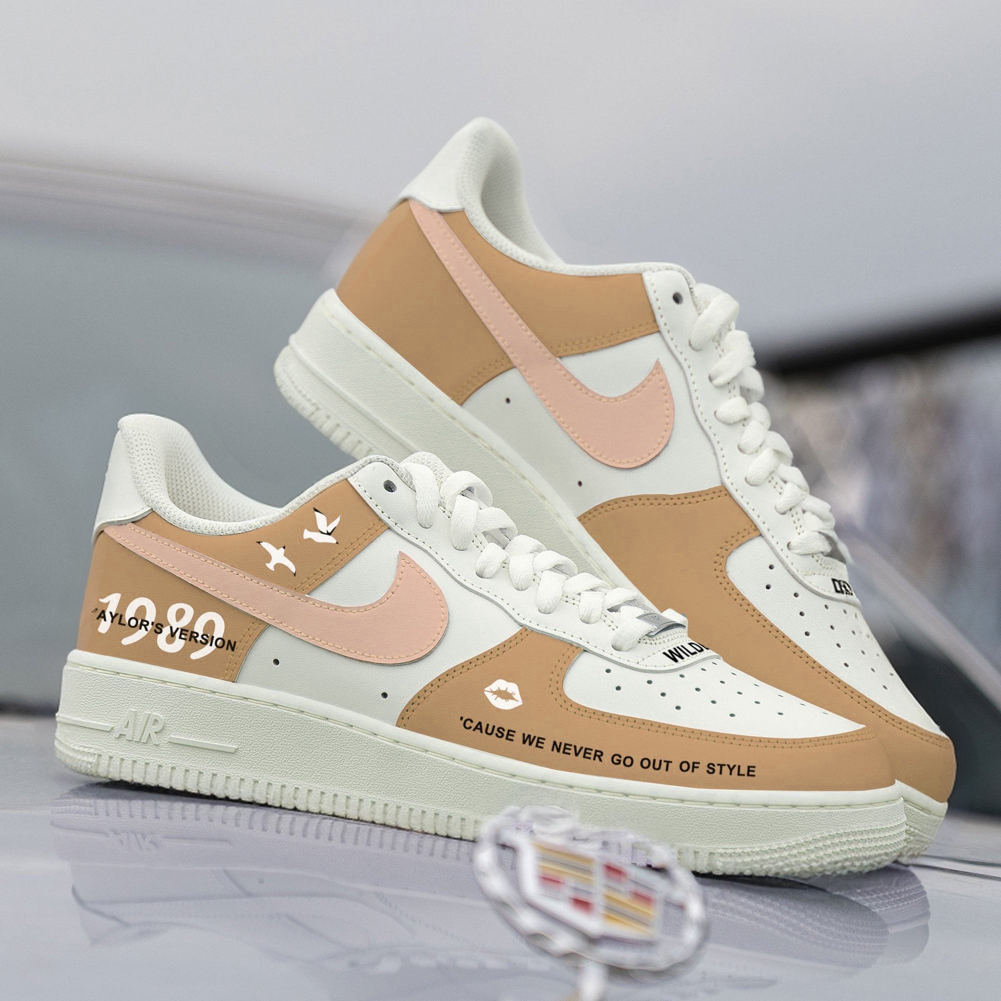 Custom Taylor's Nike Air Force 1 Shoes Beige