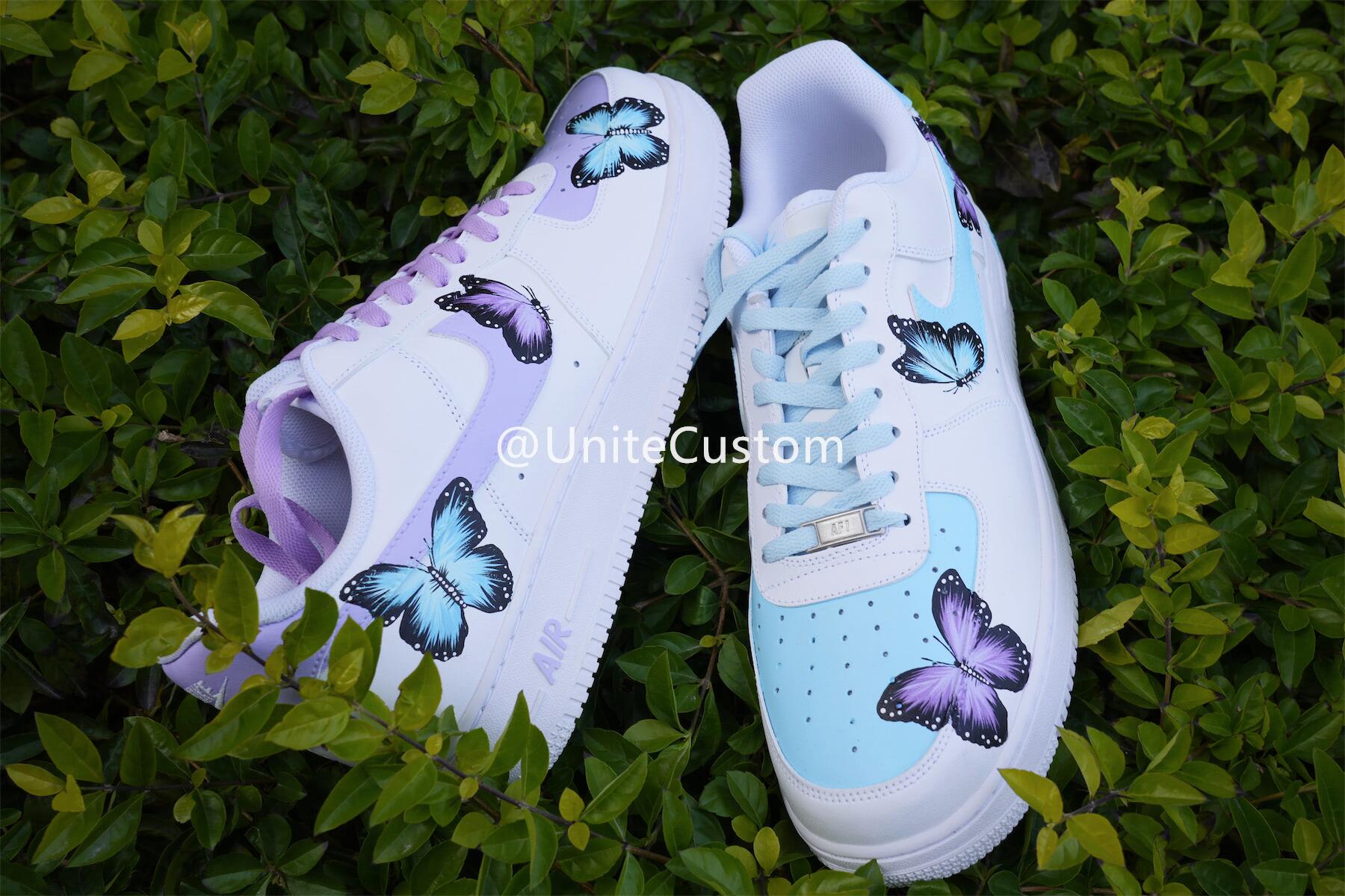 Custom Air Force 1 Blue Pueple Butterfly