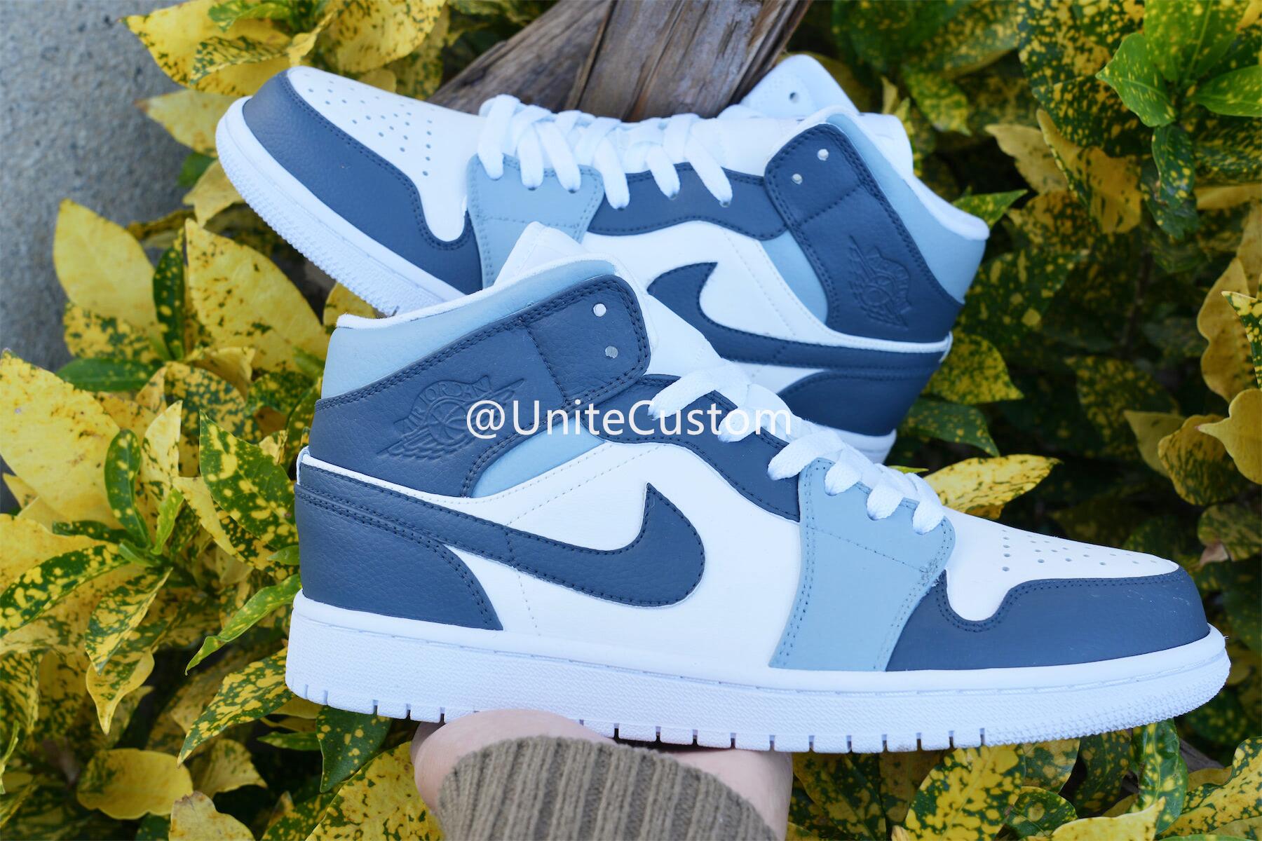 Custom Air Jordan 1 Navy Gray White