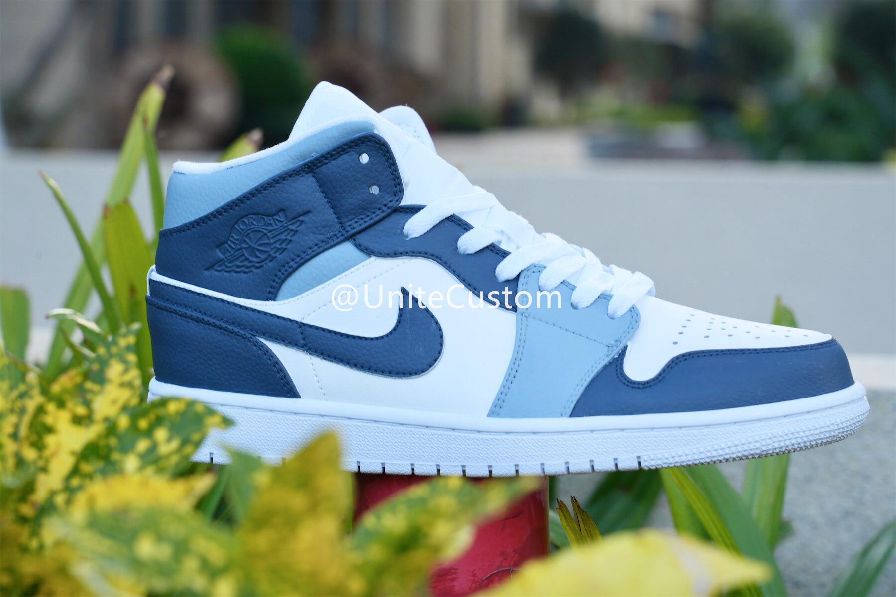 Custom Air Jordan 1 Navy Gray White