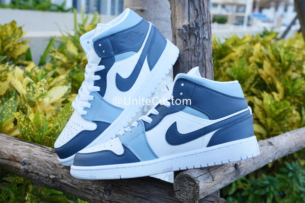 Custom Air Jordan 1 Navy Gray White