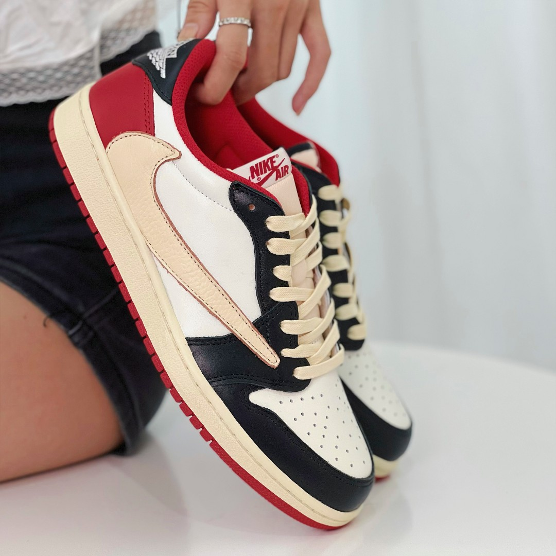 Red&Beige  Custom Low Air Jordan 1 x Travis Scott