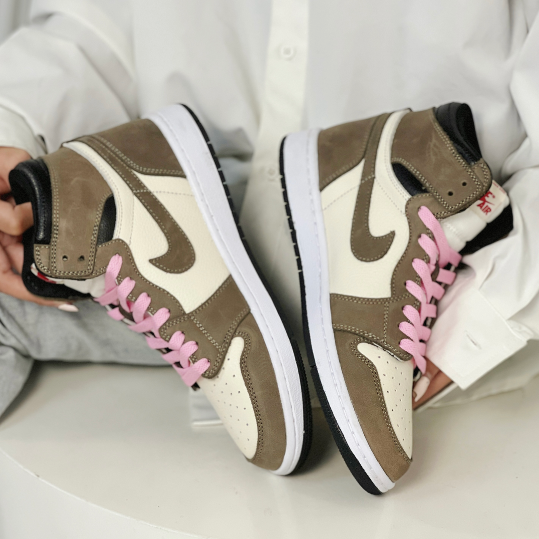 Brown&Pink Custom Air Jordan 1 x Travis Scott