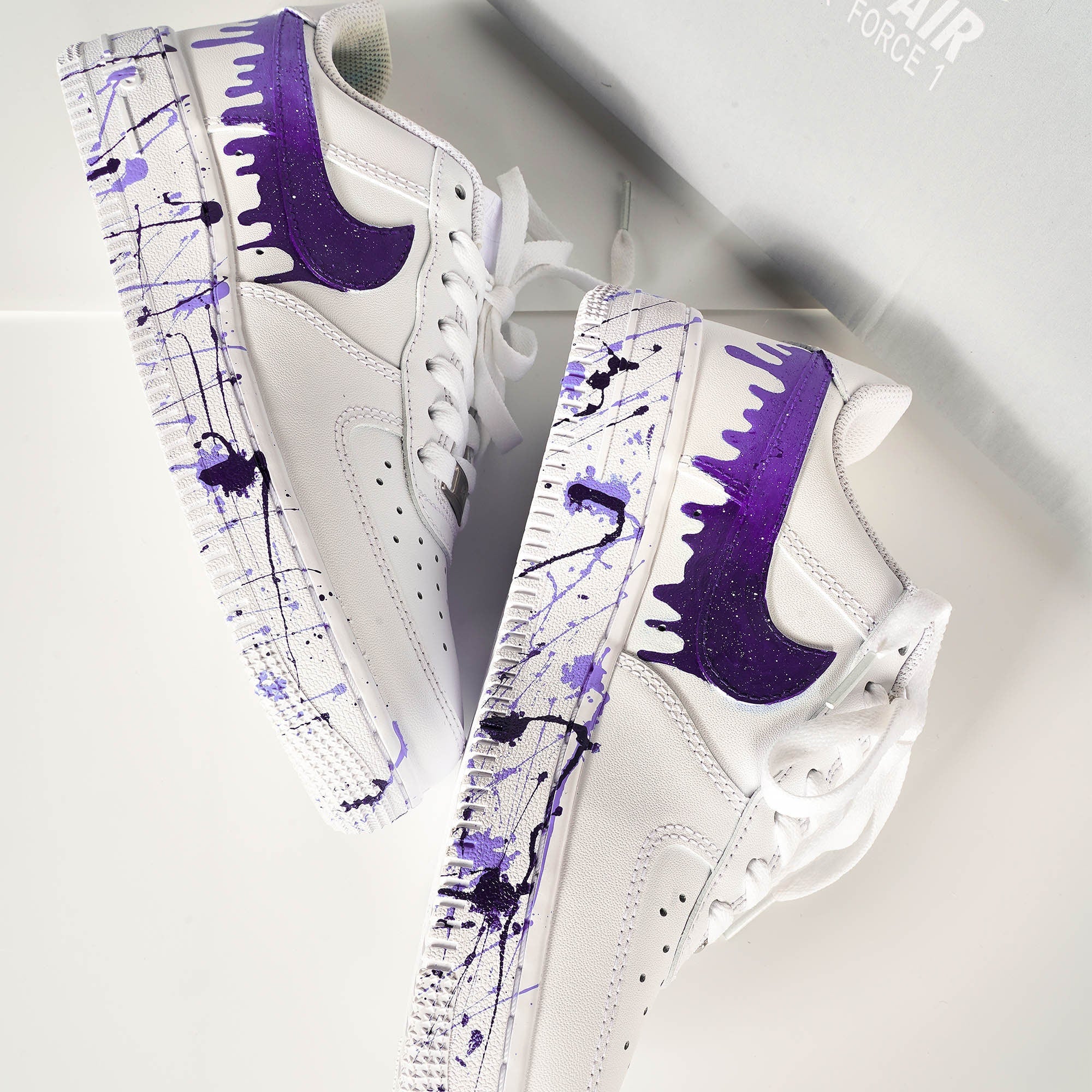 Custom Purple Drip Nike Air Force 1 Sneakers Splatter