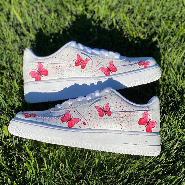 Red Butterfly Splatter Custom Air Force 1