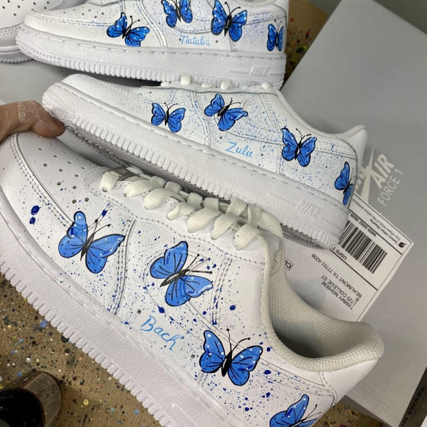 Blue Butterflies Splatter Custom Air Force 1