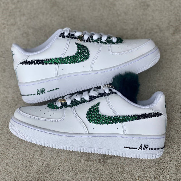 Dark Green Rhinestones Custom Air Force 1