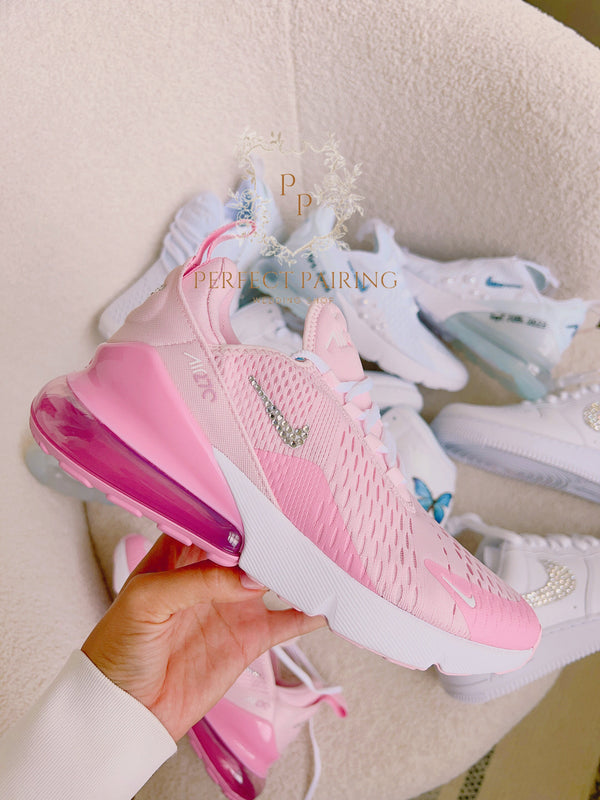 Wedding Shoes Custom Nike Air Max 270 Diamond Pink And White