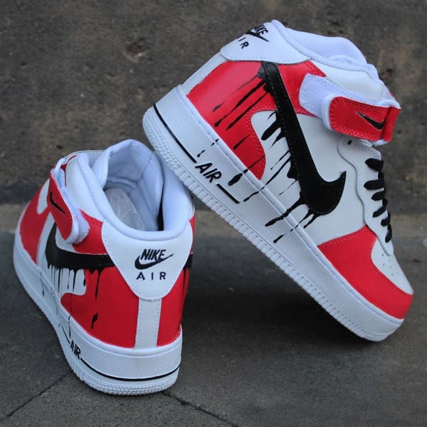 Red Black Drip Custom Air Force 1