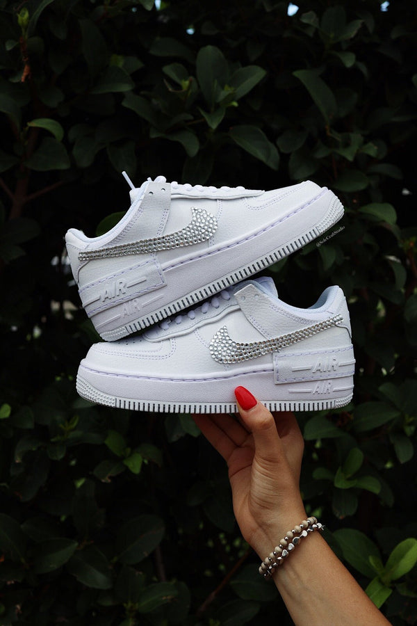 Wedding Shoes Custom Nike White Diamond Air Force 1 Low Shadow