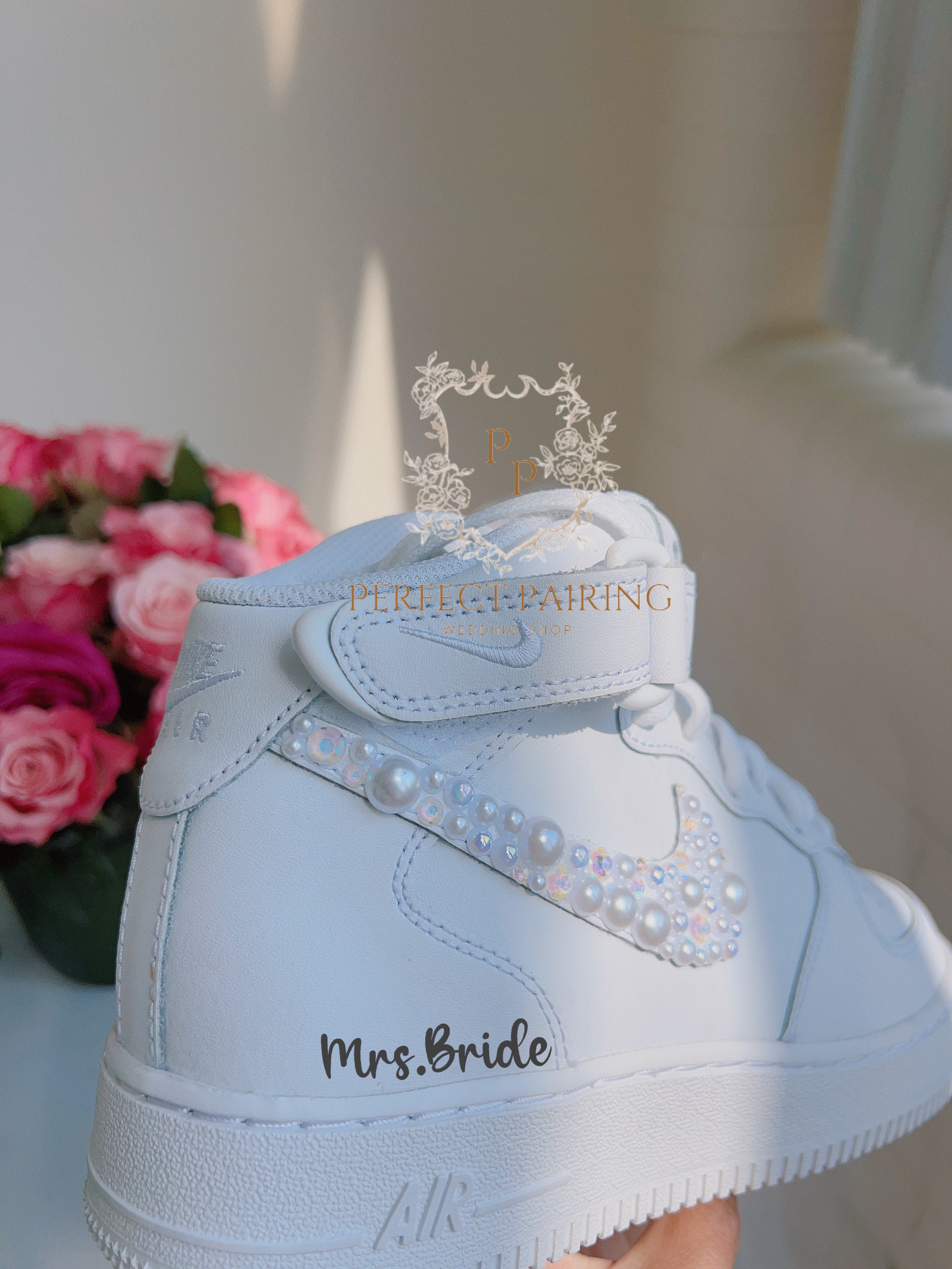Wedding Shoes Custom Air Force 1 Mid Pearl