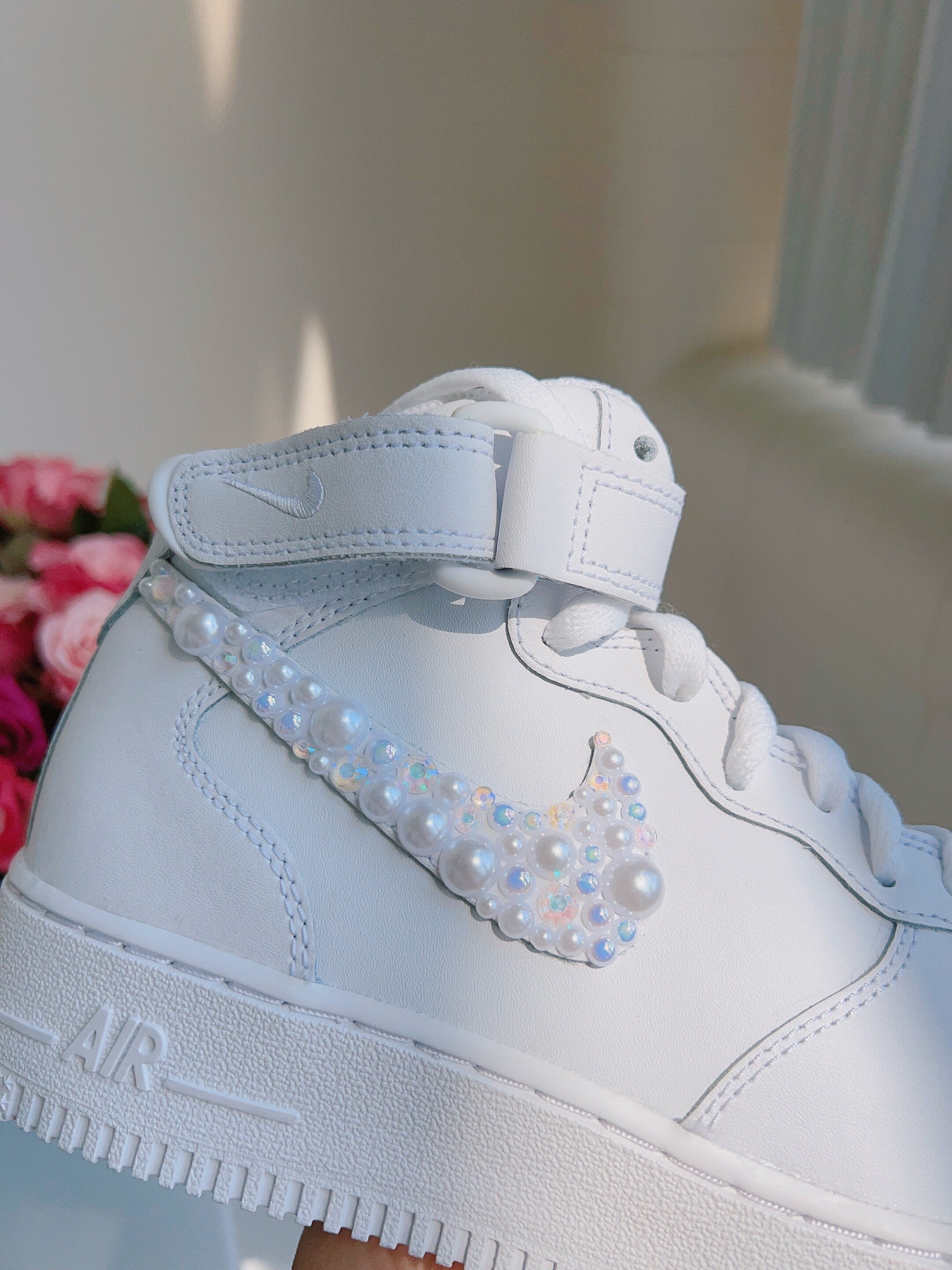 Wedding Shoes Custom Air Force 1 Mid Pearl