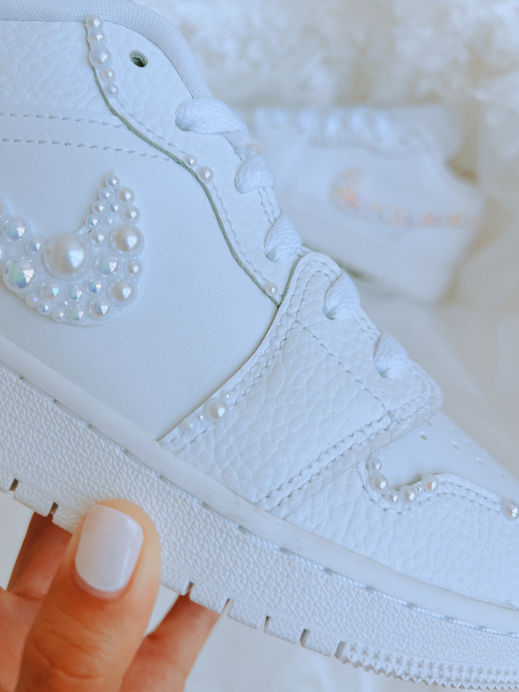 Wedding Shoes Custom Air Jordan 1 Low Pearl