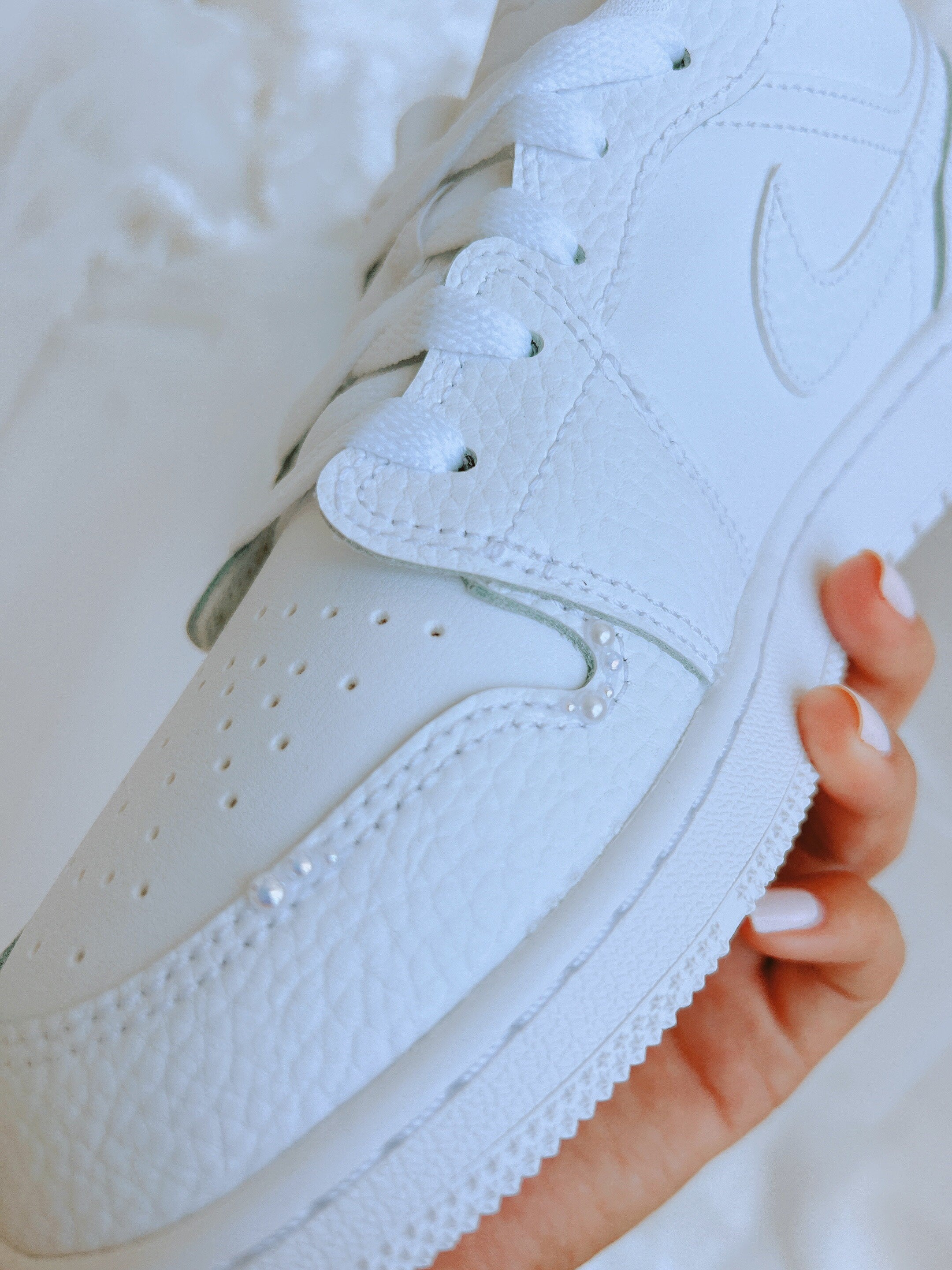 Wedding Shoes Custom Air Jordan 1 Low Pearl