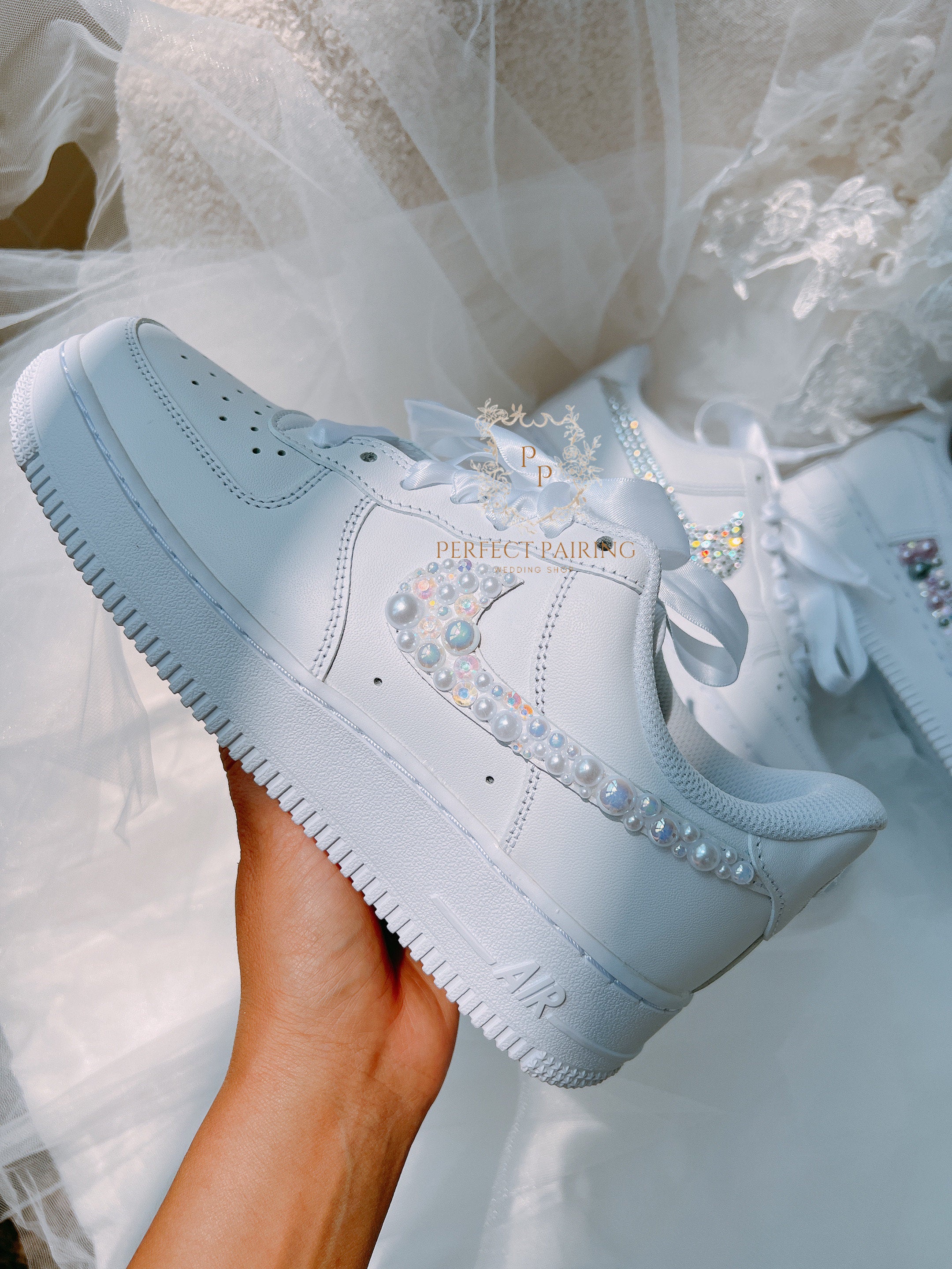 Wedding Shoes Custom Air Force 1 Pearl