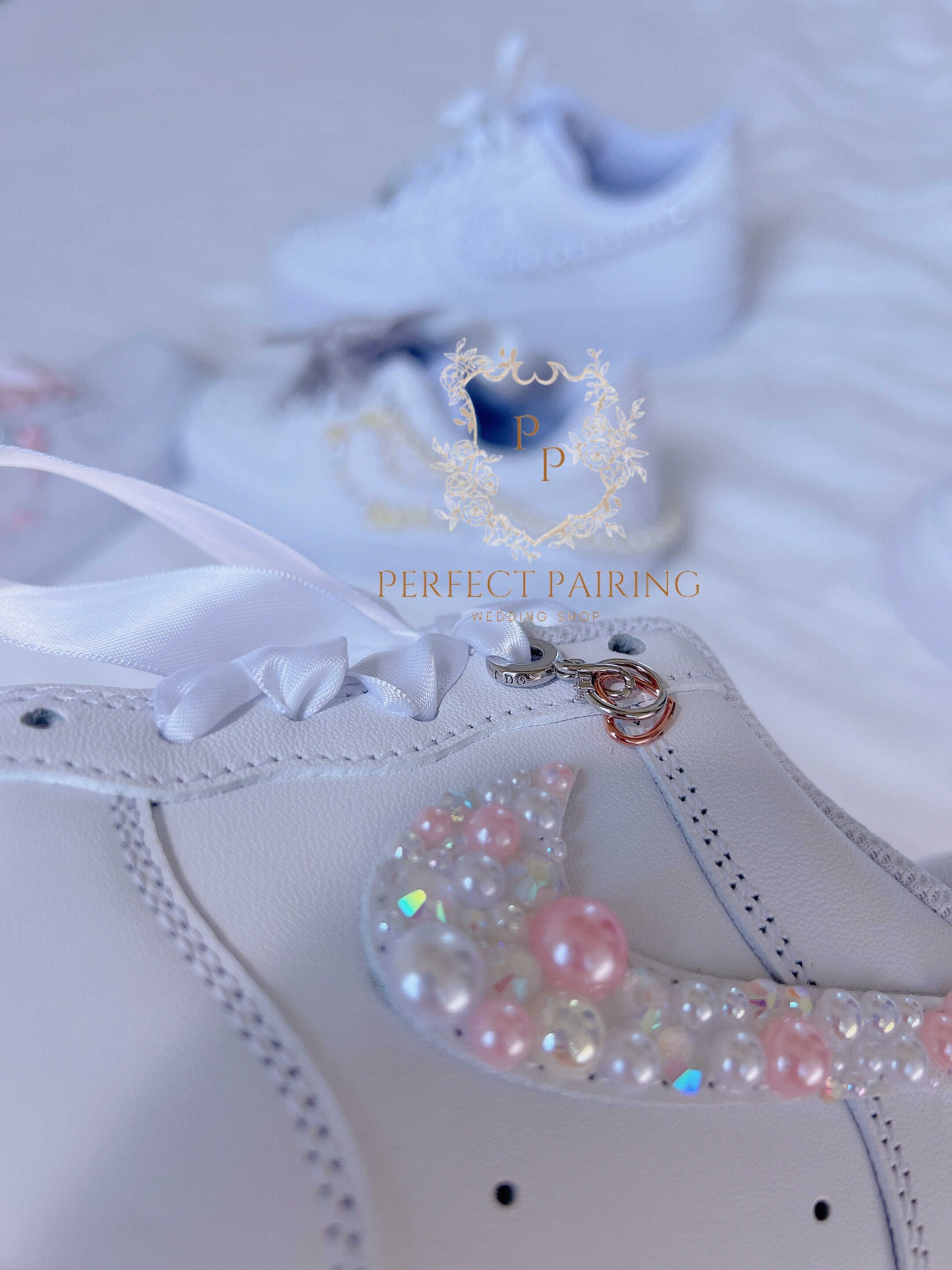 Wedding Shoes Custom Air Force 1 White And Pink Pearls