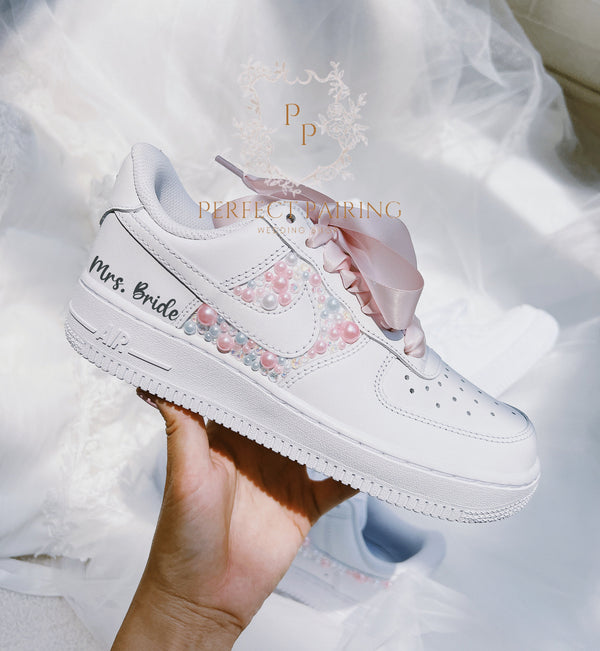 Wedding Shoes Custom Air Force 1 Pearls