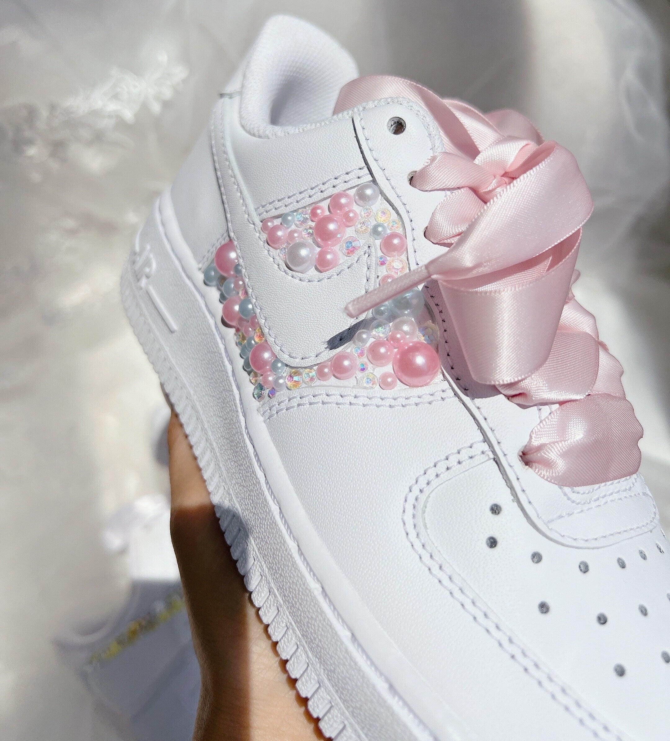 Wedding Shoes Custom Air Force 1 Pearls