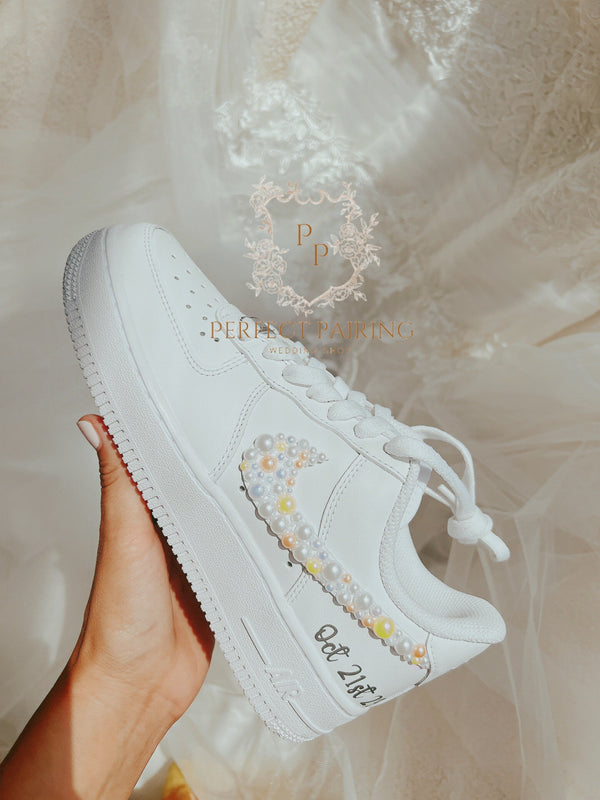 Wedding Shoes Custom Air Force 1 Pearls