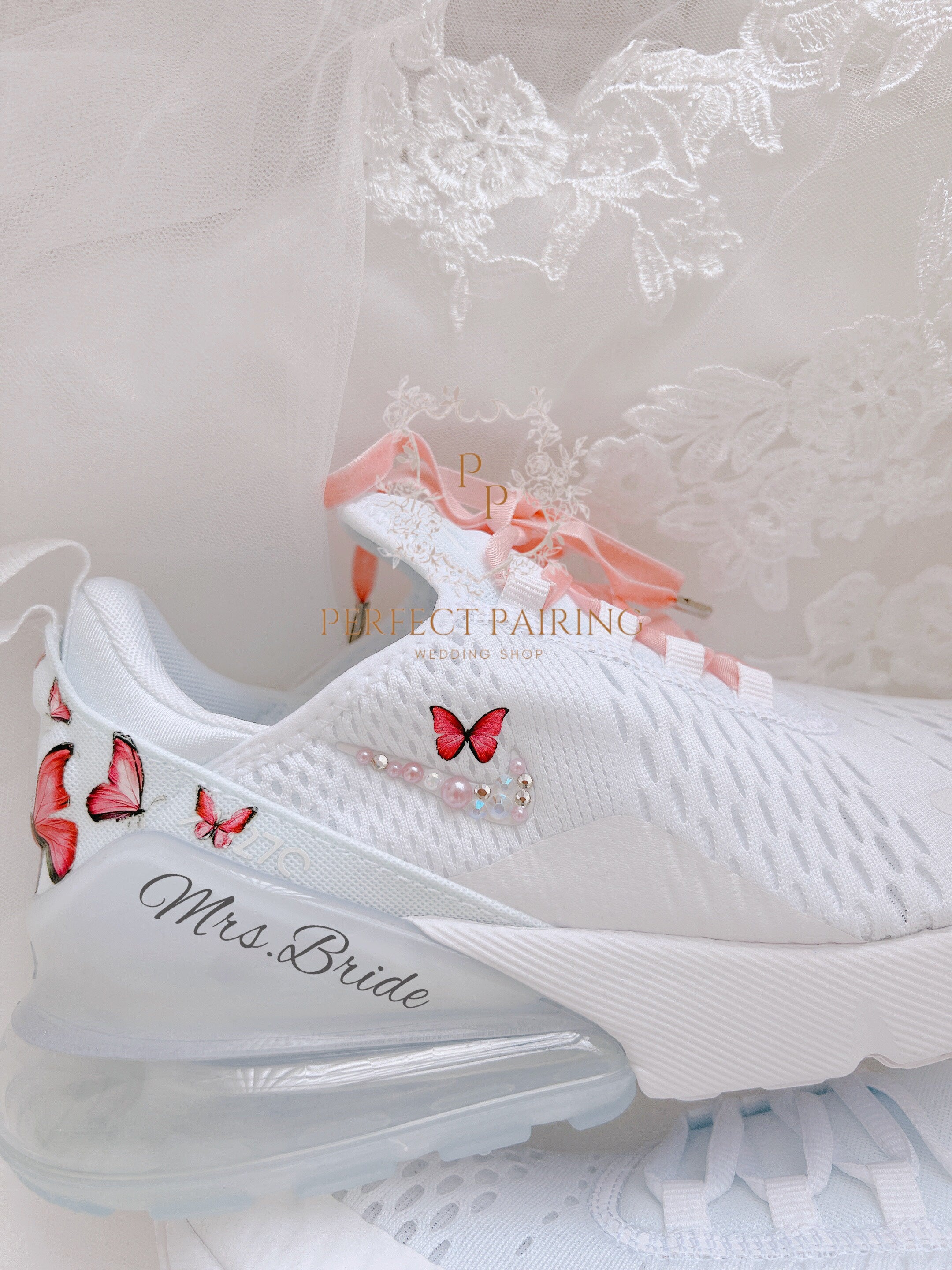 Wedding Shoes Custom Nike Air Max 270 Red Butterfly