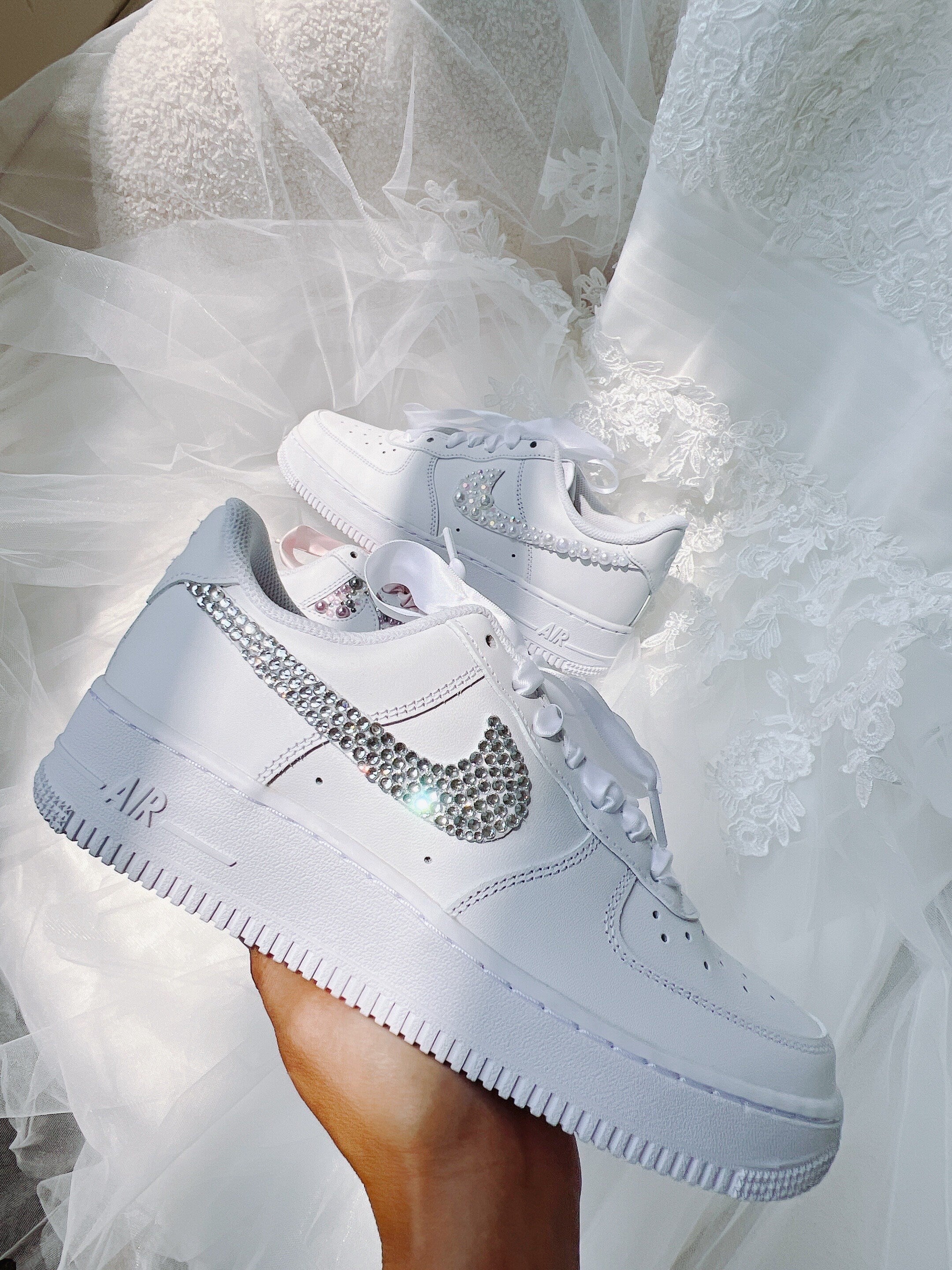 Wedding Shoes Custom Air Force 1 Rhinestones