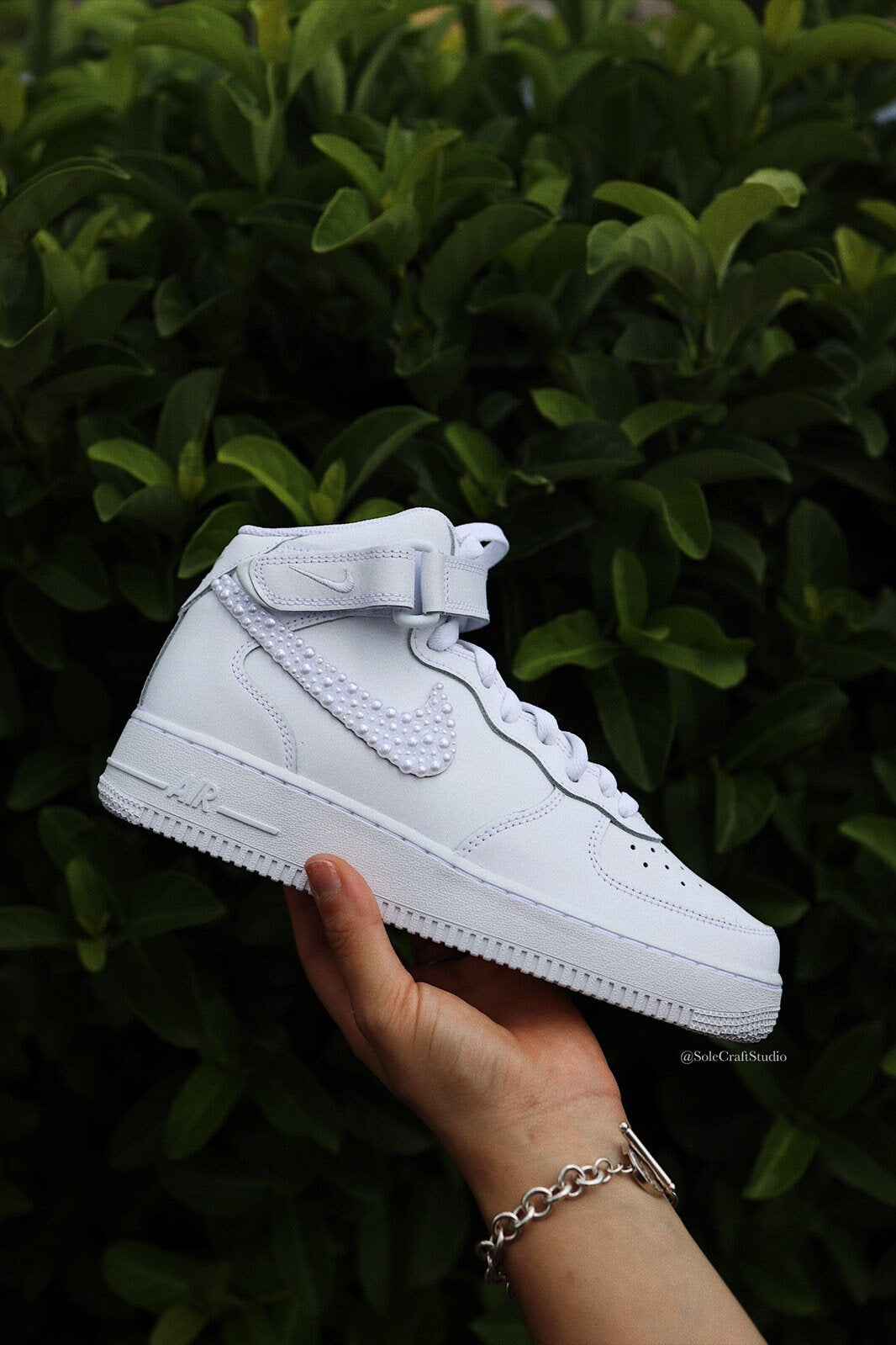 Wedding Shoes Custom Nike Air Force 1 Mid White Pearl